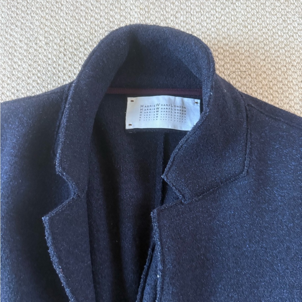 Classic Harris Wharf Navy Long Wool Coat - Picture 4 of 7